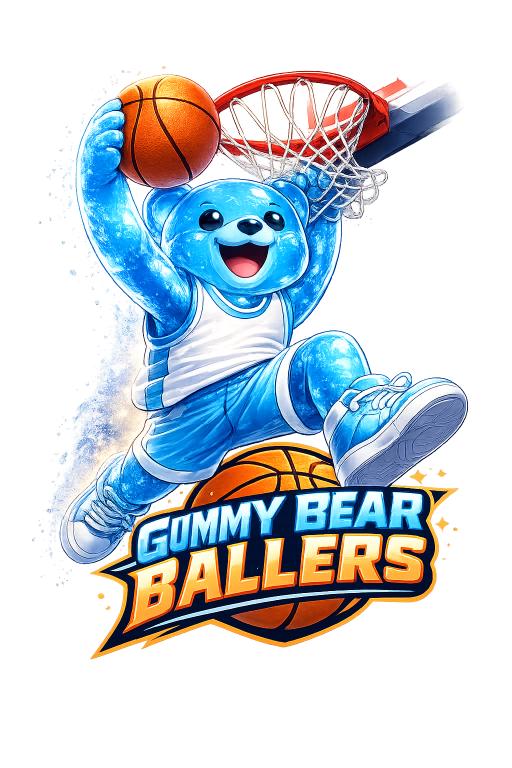 Blue neon gummy bear logo