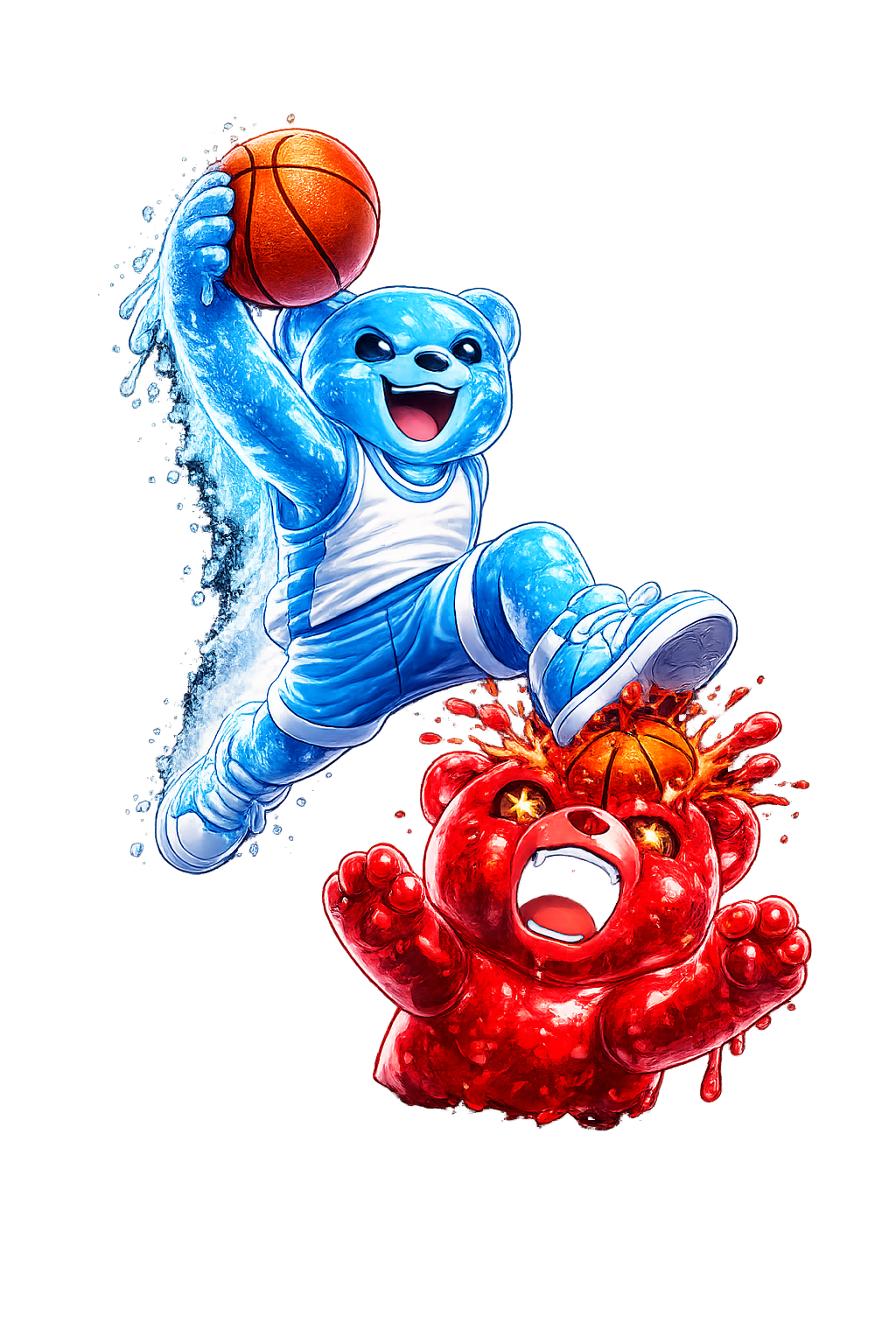 Gummy Bear Ballers mascot dunking a basketball